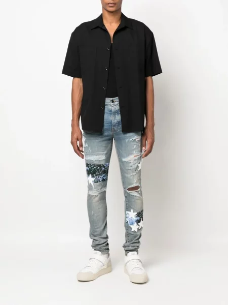 Liesas skinny fit džinsai Amiri mėlyna