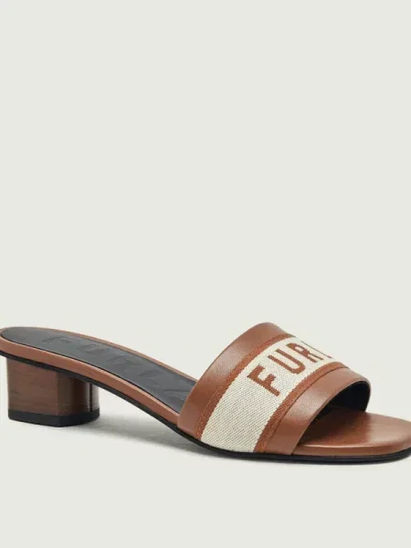 Furla De piele șlapi cu gros FURLA CILINDRO maro