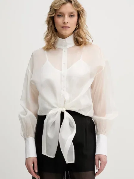 Karl Lagerfeld cămașă pentru femei cu mătase alb
