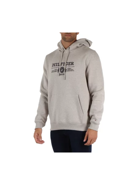 Bluza z kapturem Tommy Hilfiger z kapturem z logo szara