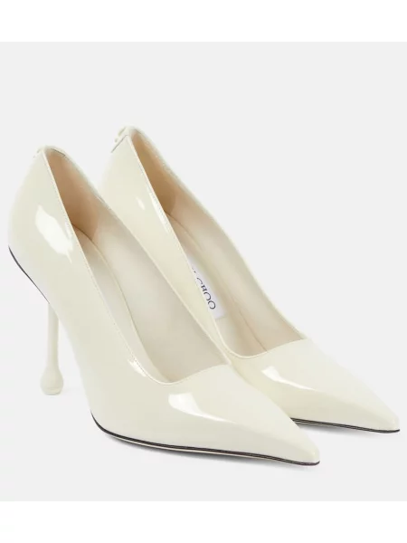 Pantofi cu toc Jimmy Choo din piele de lac alb