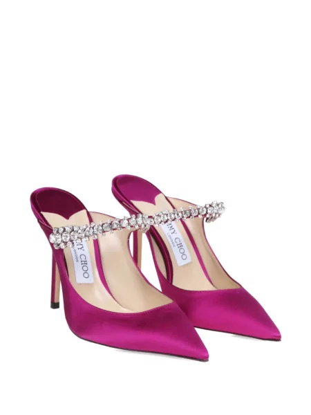 Papuci tip mules Jimmy Choo de cristal roz