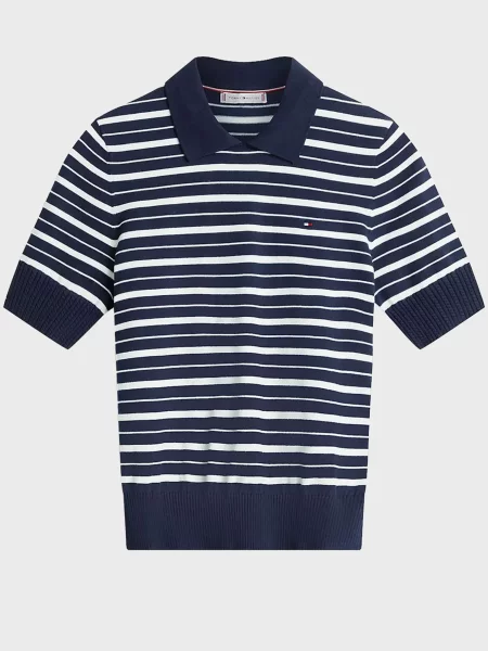 Поло Tommy Hilfiger в полоску из джерси синее
