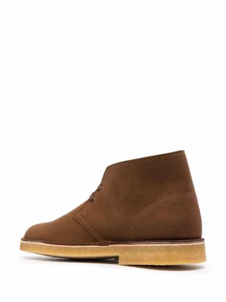Велурени боти Clarks Originals с връзки кафяво