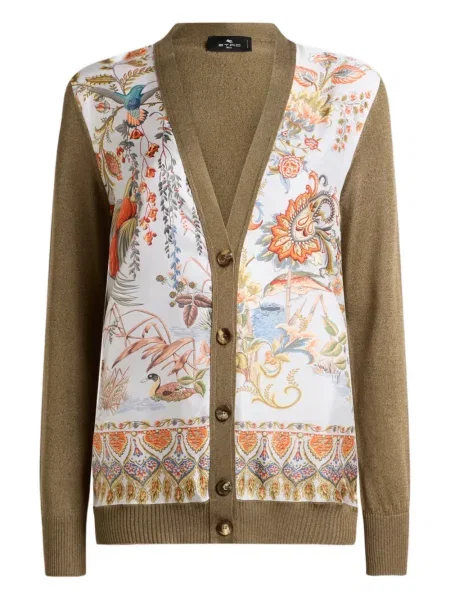 Cardigan Etro cu model floral maro