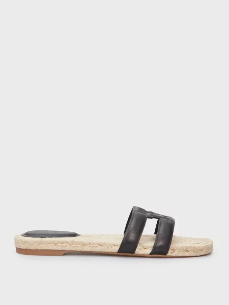 Кожаные шлепанцы Tommy Hilfiger без каблука черные