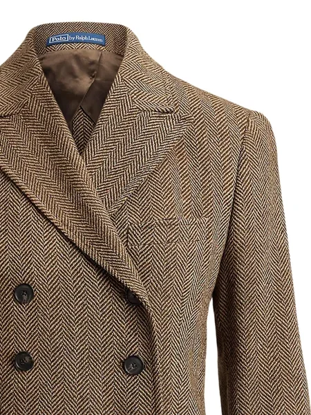 Kratak majica Polo Ralph Lauren s herringbone uzorkom dvoredan smeđa