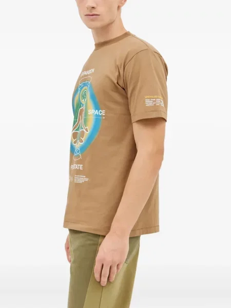 Tricou Space Available cu imagine cu decolteu rotund maro