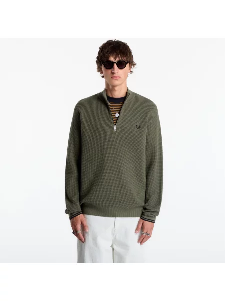 Пуловер FRED PERRY Waffle Stitch Half Zip Jumper Lrl Wrth Green L зелено