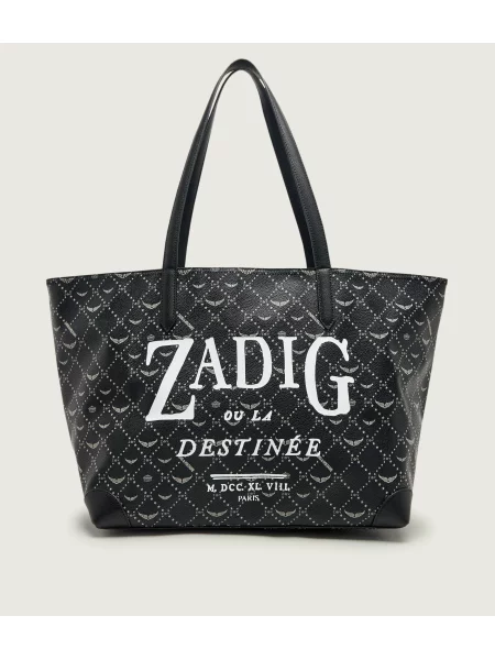 Zadig&Voltaire Geantă shopper Book Tag cu adaos de piele negru