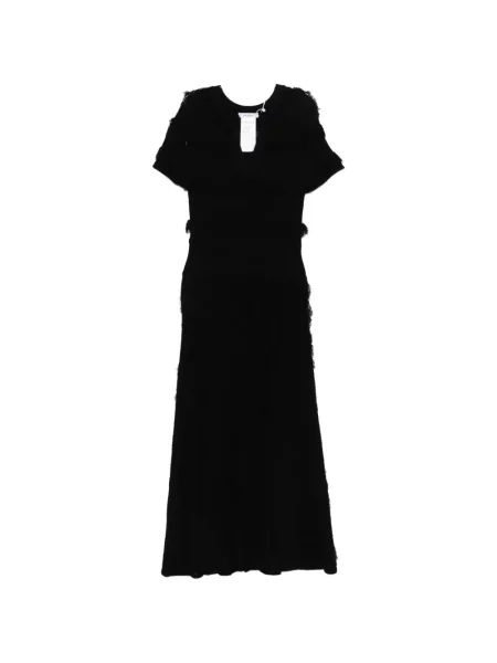 Sukienka midi Max Mara z frędzli do kolan garniturowa czarna