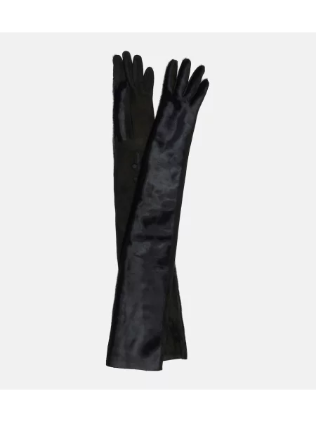 Mănuși Alaïa din piele de căprioară negru