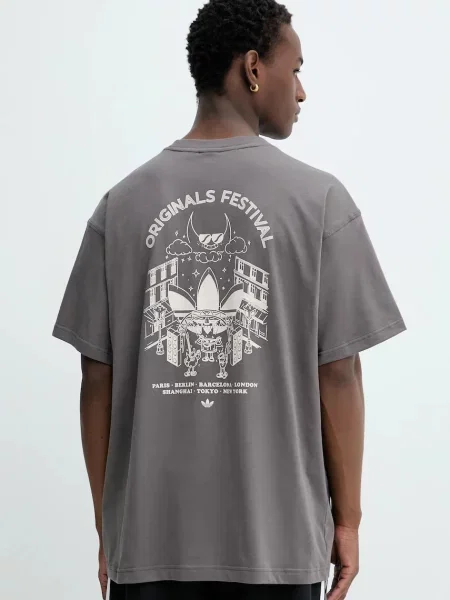 Тениска adidas Originals Street Band Tee с десен кафяво