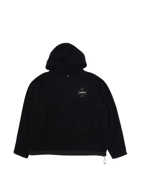 Hanorac cu glugă Chrome Hearts din fleece cu motiv cu inimi negru