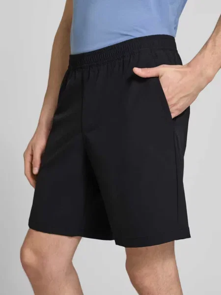 Szorty sportowe o kroju regular fit z nadrukiem z logo model TREVOL' Boss Green czarne