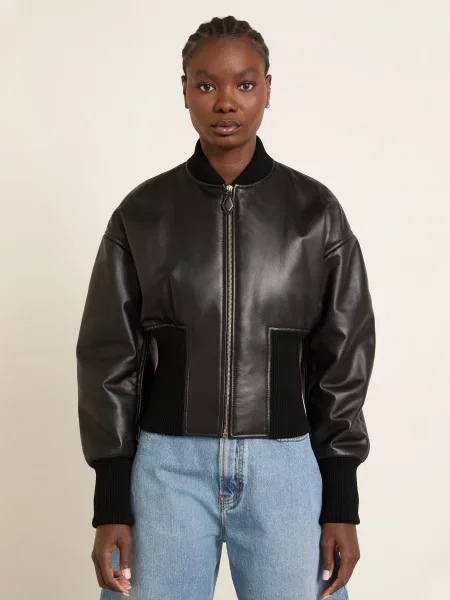 Alaïa Kožená Bunda černá
