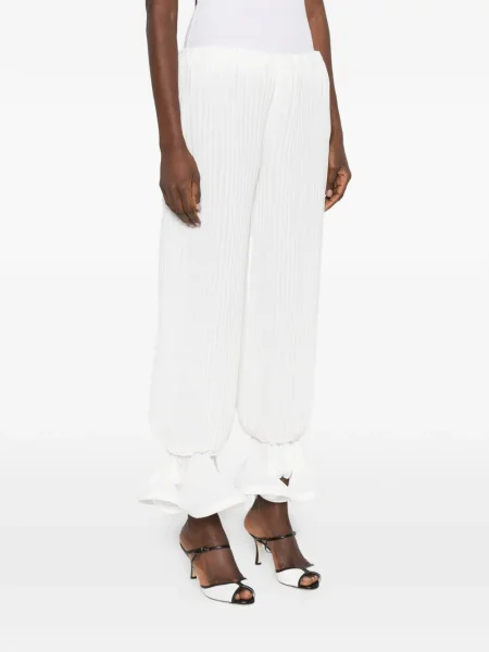 Pantaloni Rowen Rose cu volane alb