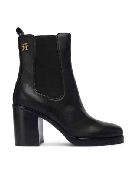 Tommy Hilfiger Škornji Square Toe Chelsea High Block Hl črna