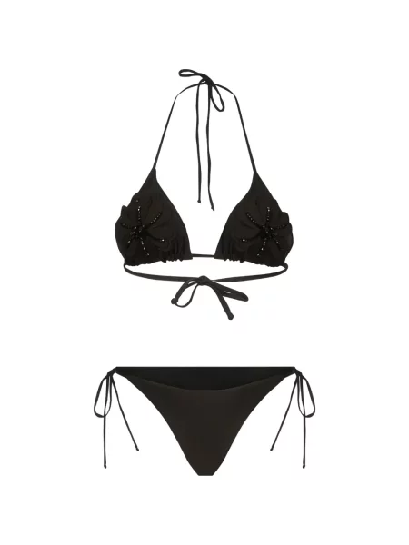 Bikini Bikinville cu model floral cu aplicații negru