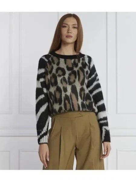 Marc Cain Pulover cu adaos de lână negru