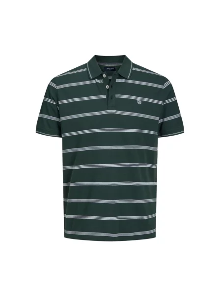 Koszulka polo Jack & Jones w paski z paskiem zielona