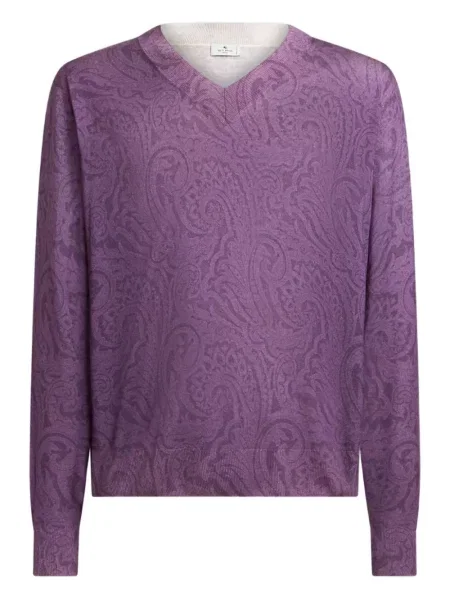 Pulover Etro cu imagine cu model paisley violet