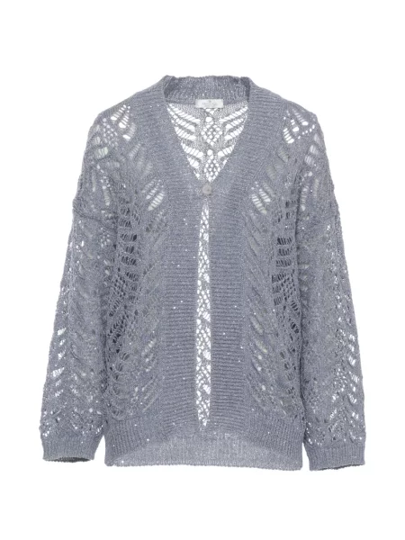 Kardigan Panicale z dekoltem w serek ażurowy niebieski