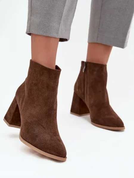 Čevlji do gležnjev Zazoo iz semiša blok peta siva