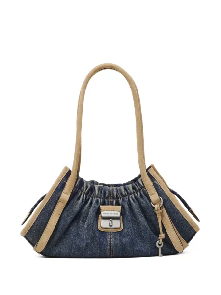 Geantă messenger Marc Jacobs din piele de căprioară mini albastru