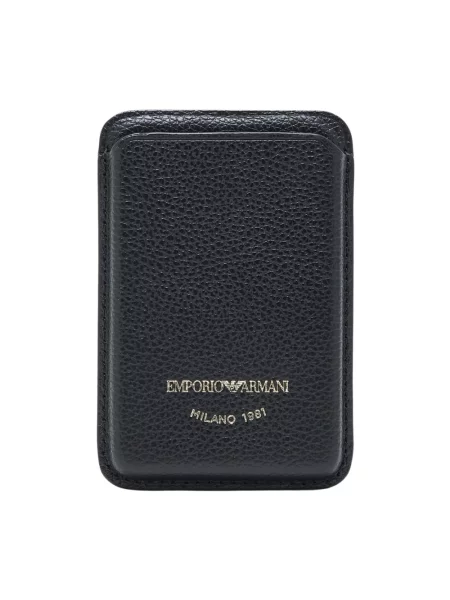 Lniany portfel Emporio Armani z nadrukiem czarny