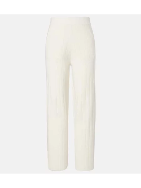 Pantaloni de trening Max Mara din cașmir alb