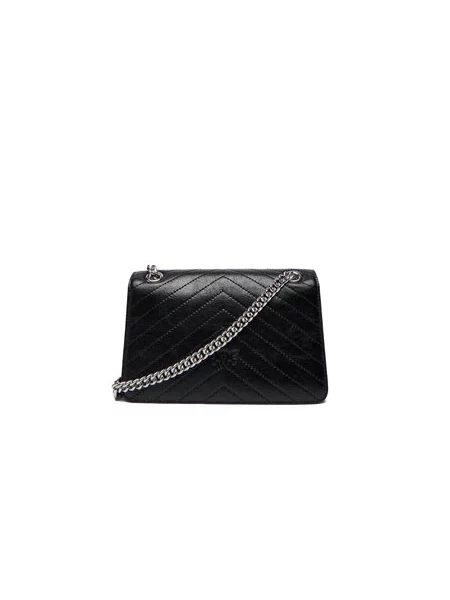 PINKO Torba za čez ramo Pinko Sac Rabat Love One Light Mini Vitello Wr Noir' črna