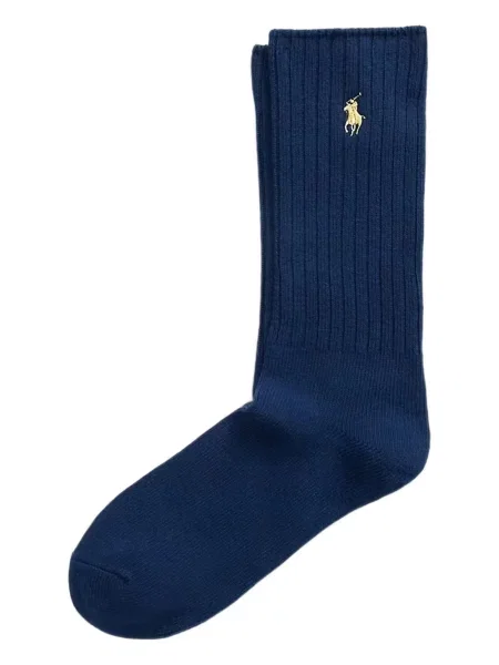 Cămașă Polo Ralph Lauren cu broderie tricotate cu decolteu în V albastru