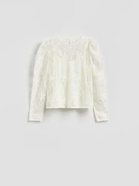 Reserved Мереживна блузка кремовий 
