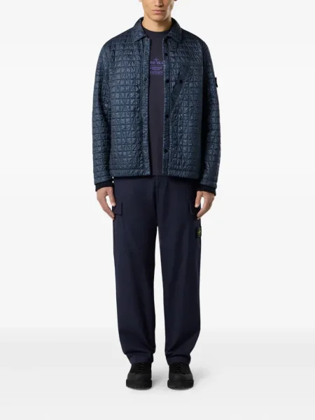 Pantaloni Stone Island cu strasuri albastru