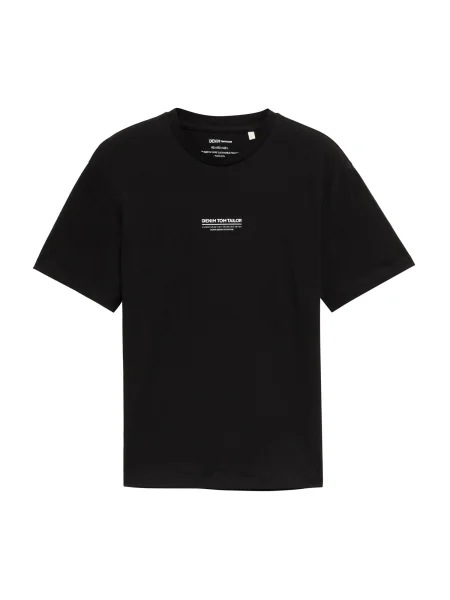 TOM TAILOR DENIM Tricou negru / murdar alb