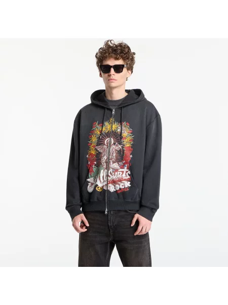 Mikina AllSaints Roque Hoody Washed Black XL černá
