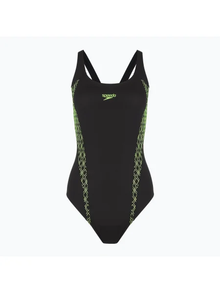 Női egyrészes úszódressz Speedo Panel Muscleback fekete/zöld. Méret: 34 fekete