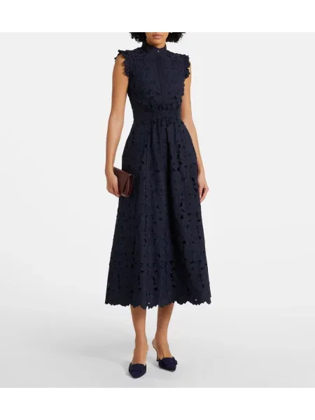 Rochie midi Erdem din dantelă până la genunchi de costum albastru