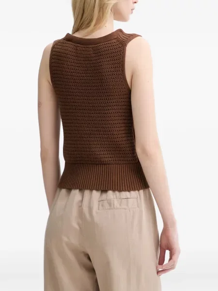Pleteni top Marc O'polo s V-izrezom smeđa