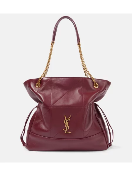 Usnjena shopper torbica Saint Laurent bordo