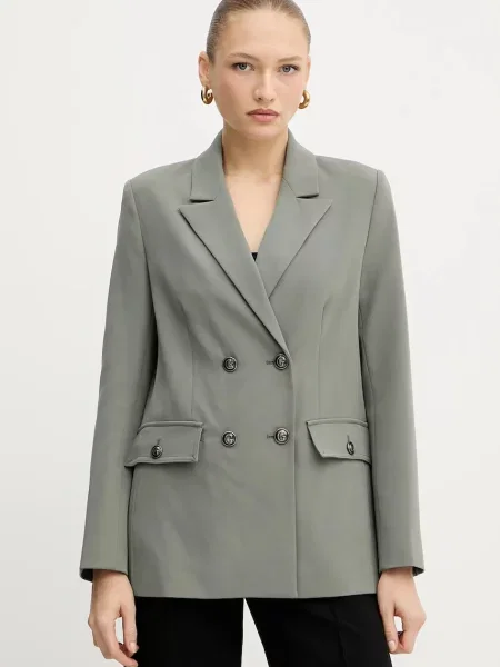 Guess marynarka FIONA dwurzędowa gładka szary