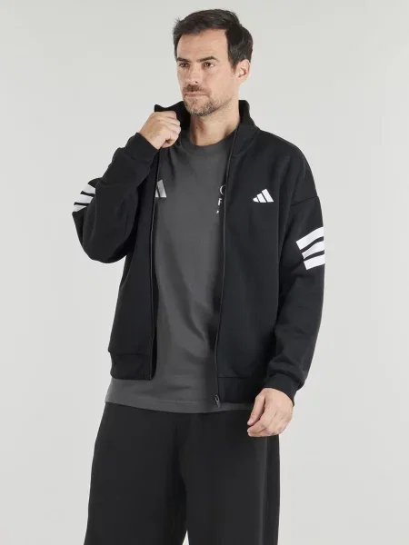 Pruhovaná bežecká bunda Adidas čierna