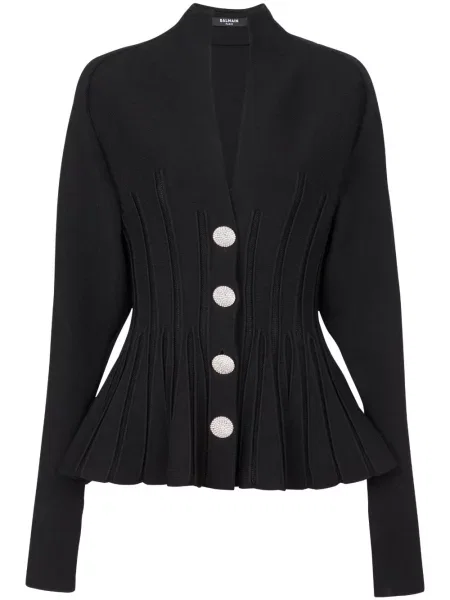 Cardigan Balmain tricotate plisat negru