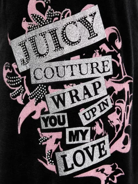 Спортивні велюрові штани Juicy Couture Wrap You Up з принтом чорний