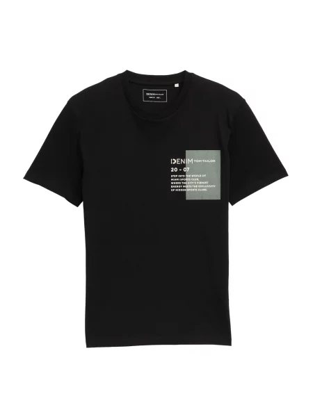 TOM TAILOR DENIM Tricou gri / negru alb