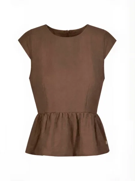 Coster Copenhagen Top Ruffle ciocolatiu
