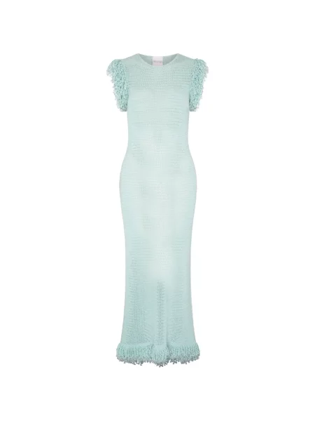Rochie Paris Georgia cu franjuri plasă de plasă albastru