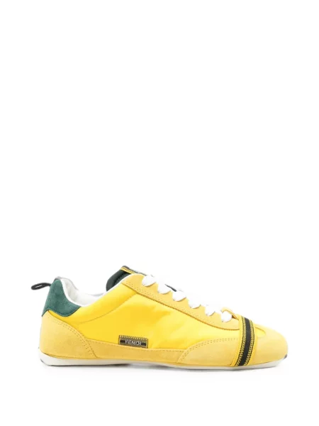 Sneakerși Fendi din piele de căprioară galben