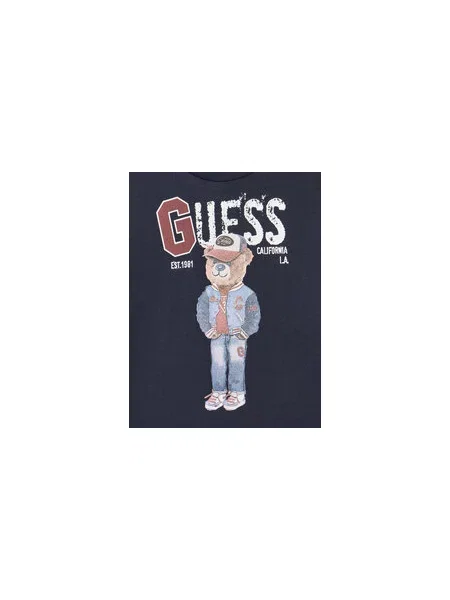 Guess Marškinėliai Tamsiai Regular Fit mėlyna